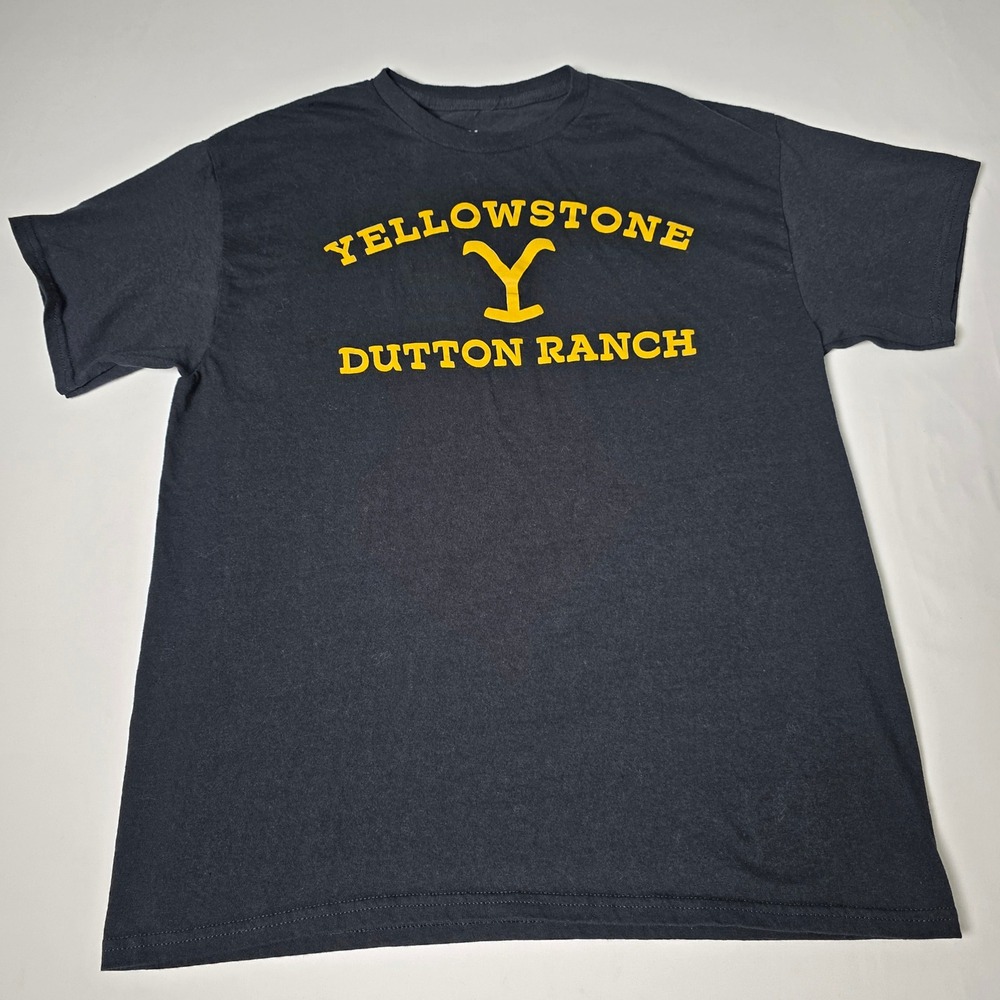 Yellowstone Dutton Ranch T-Shirt Mens L Black Short Sleeve Graphic Tee Cotton‎
